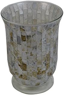 Firefly Home Collection Cream Mosaic Candle Holder, 6" x 6" x 8"