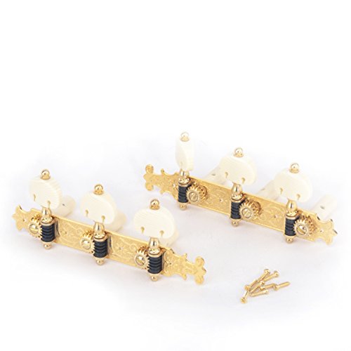 Musiclily Pro Set of 2 x 3 on A Plate Bouchet Style Classical Guitar Machine Heads Tuning Pegs Keys Tuners, Gold