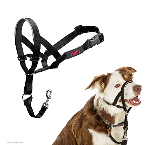 HALTI - Collare a cavezza Per impedire che il cane tiri il guinzaglio, regolabile, leggero, con fascia per il muso imbottita, collareanti-trazione per l’addestramento di cani medi (Taglia 2, Nero)