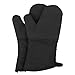QFUNACCESS Heat Resistant Gloves - Non-Slip Grip Pot Holders for Kitchen Cooking Baking, Up to 450 F Heat Resistant, Heavy Duty Oven Mitts - 1 Pair (Black)
