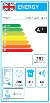 Hoover H-Dry 500 NDE H10A2TCE-80 10kg Heat Pump Tumble Dryer White view 4