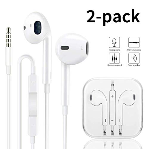 Headphones/Earphones/Earbuds/Headsets 3.5mm with Stereo Mic&Remote Control Compatible with iPhone 6s/ 6 Plus/ 5s/ 5c/ 5/ 4s/ SE iPad/iPod 7/ Samsung/Galaxy- White …