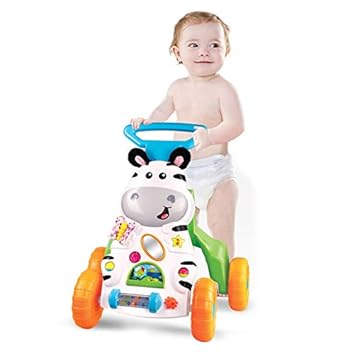 Meneflix2 in 1 Multi Functional Baby Walker with Music, Feeding Tray for Babies, Play Gym - Baby Birthday Gift for boy/Girl or Musical Toys for 6 to 36 Months Old Baby, Learning Toys (Zebra Push Walker)