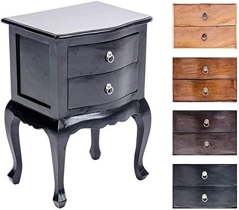 CLP Occasional table KING, approx. 70 x 50 x 35 cm (HxWxD), mahagony wood, solid timber, 2 drawers, bedside table black
