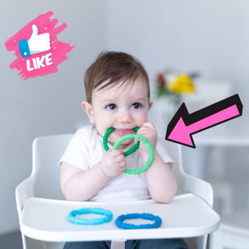 Teething Rings 2 Pack Sensory Baby Teether Pacifier for Gum Pain Chew