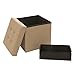 Seville Classics Foldable Tufted Storage Ottoman /w Bin, Oatmeal Beige