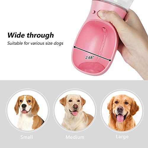 Neala Dog Water Bottle Potable Dog Drinking Water Dispenser for Walking Hiking Travel Outdoor Pet Water Bottles with Leak-Proof Carrying Cord for Dogs Cats Pink