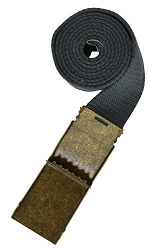 Marshal Wallet Flip-Top Buckle Fabric Belts with Brass Gold Buckle (Grey)