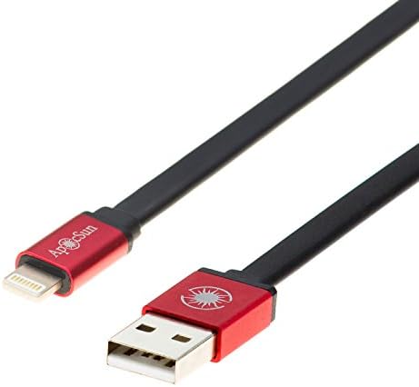 iPhone Lightning Cable, ApocSun 2 Pack Premium Flat Lightning Cable 8 Pin Sync Data Cable and Charging Cable for Apple iPhone 7 7 Plus 6S Plus 6 Plus 6S 5 5S 5C iPod Nano 7 iPad (Black/Red)