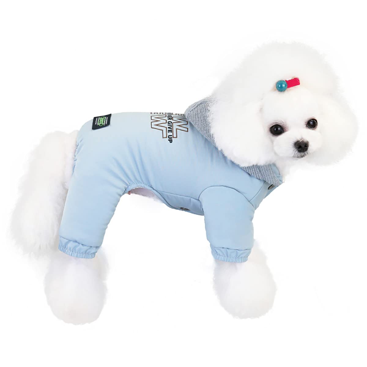 Izefia Dog Coat Cold Weather Coat Windproof Jacket 4 Legs Warm Dog Jumpsuit Winter Thick Clothes Snow proof Dog Coat for Small Dog Medium Cat Light Blue S