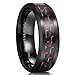 King Will GENTLEMAN 8mm Black and Red Carbon Fiber Inlay Tungsten Carbide Ring Engagement Wedding Band