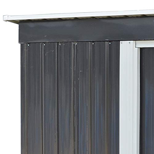 Ainfox Storage Shed, Lawn Garden Toolsheds Durable Paint Finish Steel Backyard Garden Black - Thumbnail 7