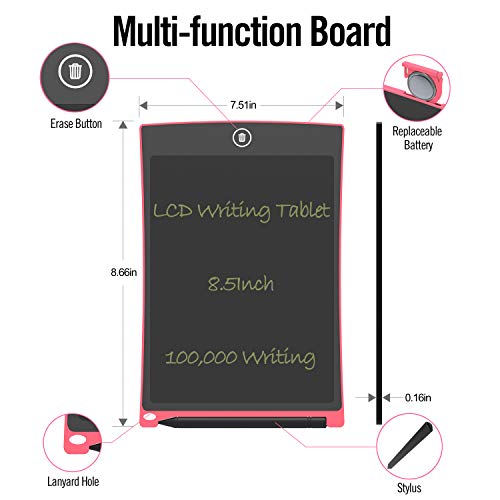 AKAMATE 8.5" LCD Writing Tablet, Electronic Writing Drawing Board Doodle Pad, Reusable and Erasable Digital Drawing Tablet with Stylus for Kids & Adults 2PCS (8.5"+4.4") - Thumbnail 2