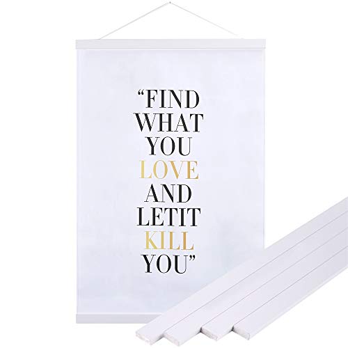 Benjia Poster Frame Hangers, Magnetic Large Clip Wood Wooden Poster Hanger Hanging Frames Kit for 16x24 16 x 24 inch Poster (40.6cm / 16", White