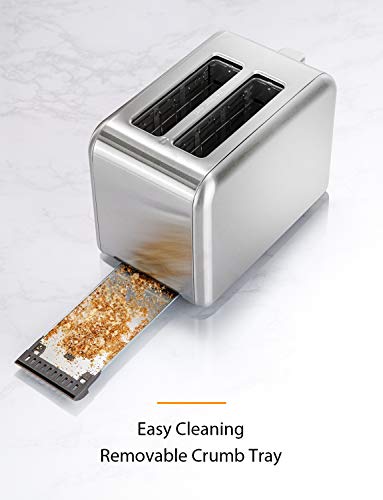 Toaster 2 Slice, Willsence Stainless Steel Bagel Toaster with Extra Wide Slots, LCD Display with 9 Bread Shade Settings and 6 Pre-set Programs (Defrost/Reheat/Cancel/Timer), Removable Crumb Tray, 900W - Thumbnail 7