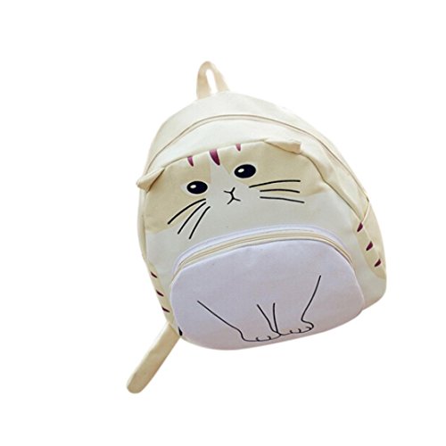 Vibola Cartoon Cat Ear Canvas Backpack Women Casual School Children
Backpack (Beige)