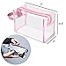 Zodaca Travel Sundry Bag, Transparent Cosmetic Bag Organizer Portable Storage Pouch for carrying Makeup Toiletry Compact Size with Handle, Clear/Light Pink