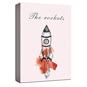 Canvas Wall Art The Rockets Lifting Off Red Painting Artwork for Home Decor Framed - 12x18 inches
