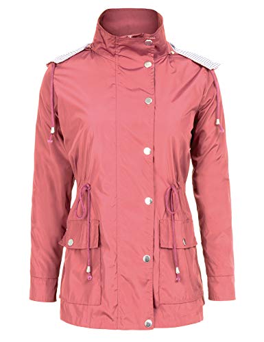 FISOUL Raincoats Waterproof Lightweight Rain Jacket Active Outdoor Hooded Women's Trench Coats Orange