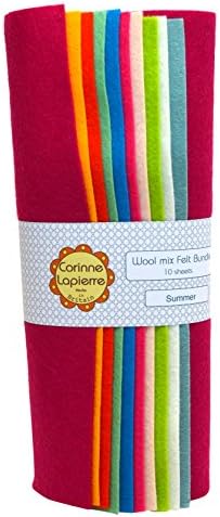 Corinne Lapierre Wool Mix Felt 9 Inch Squares x 10 - Summer