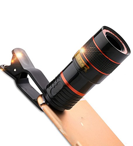 Carema Lens Universal Clip Camera Mobile Phone 8x Optical Zoom Lens Telescope for All Smartphones, Tablets (Black)
