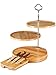 Hosting Elegance - 3 Tiered Bamboo Cheese Board Knife Set for Weddings and Parties - Sturdy Setup, Wide 10 inch Base
