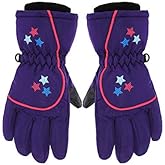Boao Kids Snow Ski Gloves Winter Waterproof Warm Snowboard Mittens for Girl and Boy (Purple,1-3 Years)