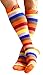 Compression Socks (1 pair) for Women & Men by A-Swift - Best For Running, Athletic Sports, Crossfit, Flight Travel - Suits Nurses, Maternity Pregnancy - Below Knee High (Orange Stripes, Large)