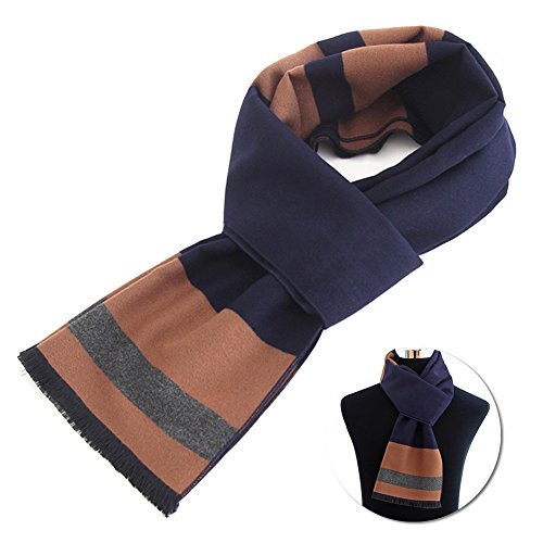 men's scarf winter plaid scarf double layer warm scarf Diamond pattern Windproof and warm