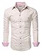 Doublju Mens Long Sleeve Slim Fit Plaid Collared Button Down Shirt