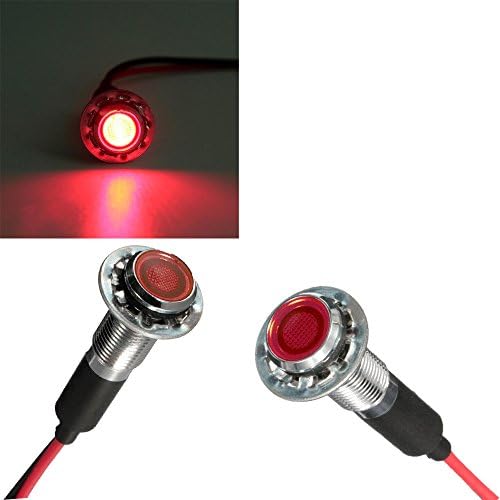 2Pcs 12V 8mm LED Dash Pilot Panel Indicator Warning Light Lamp Car Boat Marine Truck (Red)