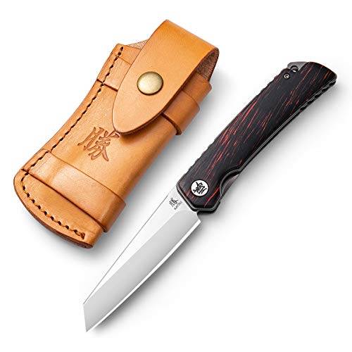 KATSU Folding Pocket Japanese Knife, G10 Handle, EDC Knife w/ D2 Steel