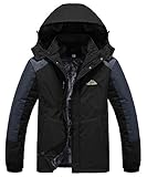 Heihuohua Men's Winter Snowboard Jacket Waterproof Fleece Lined Hiking Coat