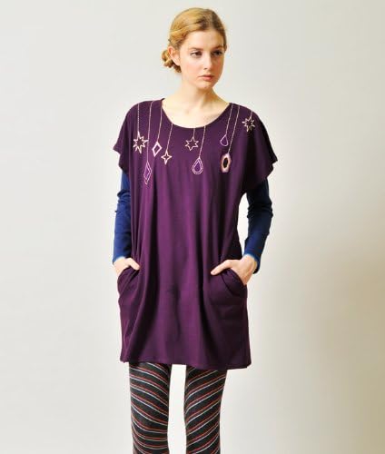 Amazon Co Jp グラニフ Graniph ラウンドネック 半袖 ワンピース J シャイニングデコレーション マット パープル Lady F 服 ファッション小物