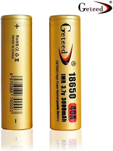 Geteed 18650 3000mah 40a 3.7v Rechargeable Flat Top Li-ion High Rate Discharge Lithium Battery