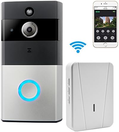 WIFI Video Doorbell, Smart Doorbell 720P HD Security Camera with Chime and 8G Memory Storage, Real-Time Two-Way Talk and Video, Night Vision, PIR Motion Detection and App Control for IOS and Android