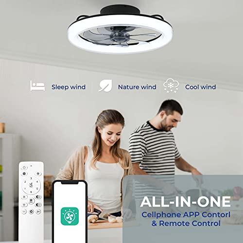 CHANFOK 20'' Ceiling Fans with Lights, Low profile