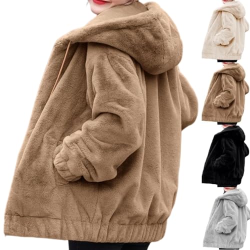 Orange Teddy Fleece Jacket Women Hoodies Fluffy Ladies Jackets Full Zip Autumn Hoodie Winter Clothes Coats And Sherpa Warm Sweatshirts Wool Coat White Grey Beige Outwear With Pockets XL XXL 3XL 4XL