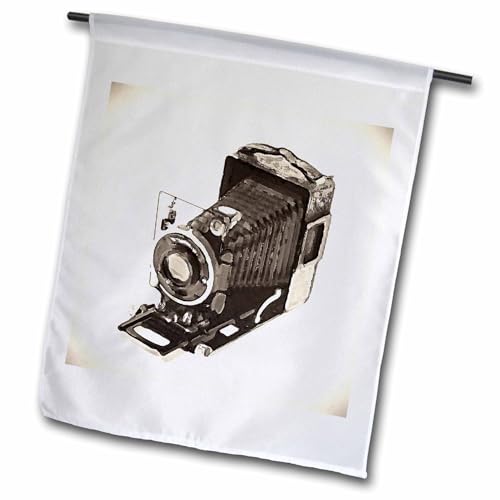 3dRose fl_20725_1 Picture of a Classical Vintage Camera with Bellow Garden Flag…