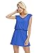 LAPAYA Women's Swim Beach Dress Deep V Neck Open-Back Beach Cover Up Beach Skirt, Royal Blue, 2-6
