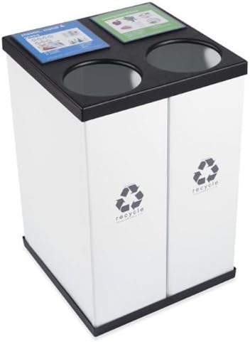 Large DOUBLE Recycling Recycle Bin - 25 Gallon (ea) - Holds 33-39 Gallon Bags - Unique Changeable Label System - Light Weight, All Plastic Construction by RecycleBoxBin