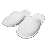 Kid's Closed Toe Slippers Cotton Terry Velour Slippers Cloth Spa Hotel Girls and Boys Slippers (Small, White)