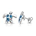 925 Sterling Silver Beautiful Inlay Sea Turtle Post Stud Earrings 12 mm Women Jewelry