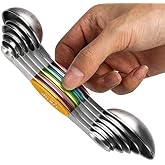 Magnetic Measuring Spoons Set Stainless Steel Dual Sided Measuring Spoons | Stackable Teaspoon Sets of 6 for Measuring Dry and Liquid Ingredients