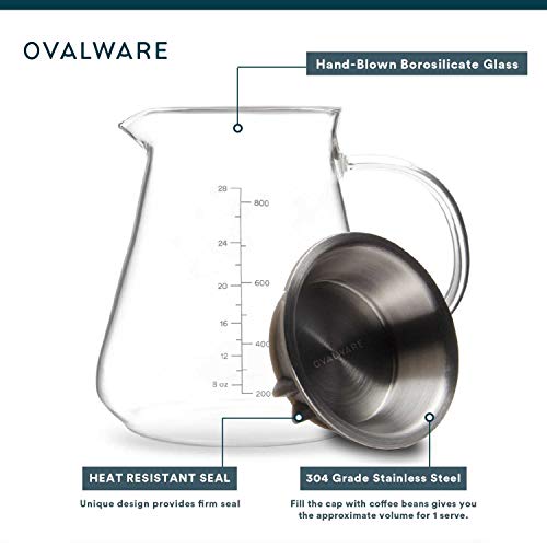 Glass Range Coffee Server For Pour Over Coffee & Tea 800ml/27oz