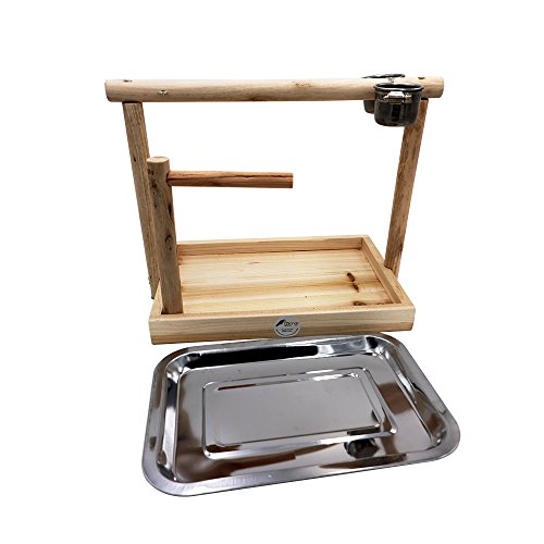 Borange Parrots Playstand Bird Playground Wood Perch Gym Training Stand Playpen Bird Toys Exercise Playgym for Electus Cockatoo Parakeet Conure Cockatiel Cage Accessories Exercise Toy (Include a Tray) - Thumbnail 6