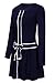 Meaneor Women's Casual Long Sleeve Bow Belted Pleated Fit and Fare A-line Dress