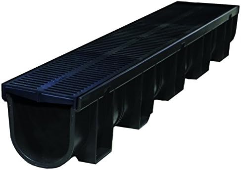 Regular Trench Drain Black Polymer &amp; Heel Friendly, Black Grate - 3.33 Ft