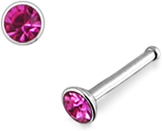Jeweled 18Gx1/4 (1.0x6MM) 316L Surgical Steel Ball End Nose Piercing Jewelry