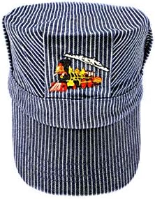 NOVELTY GIANT  Gorra de conductor de tren de ingeniero negro con letras doradas y ribete